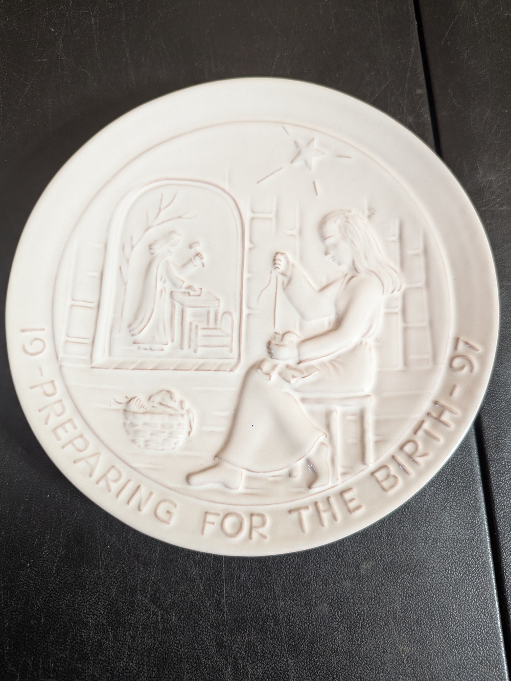 Frankoma White Ceramic Nativity Wall Plaque